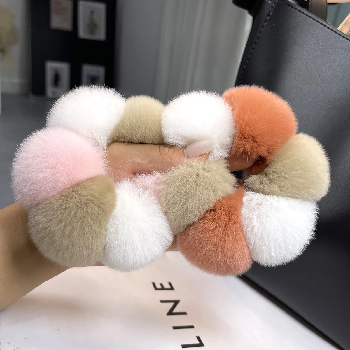 New Real Rabbit Fur Hair Rope Elastic Bands Woman Luxury Genuine Rubber Band Hair Ring Accessories Fur Fluffy Hair Ties Girls