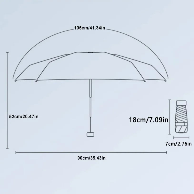 Ultra-Light UV Protection Umbrella - Compact Foldable Design with Stainless Steel Handle for Sun & Rain Durable 190T Canopy