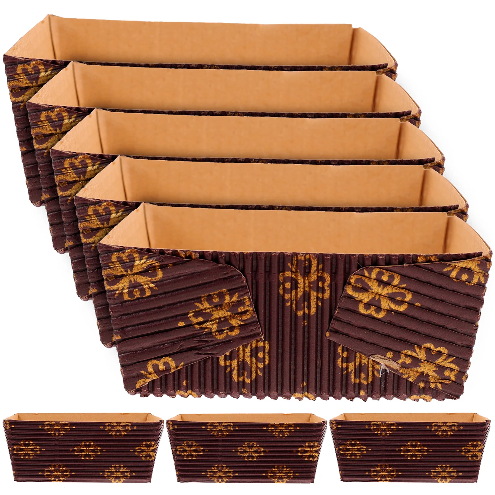 

25 Pcs Corrugated Cake Tray Disposable Trays Paper Bowls Rectangular Loaf Pans Bread Holding Cups