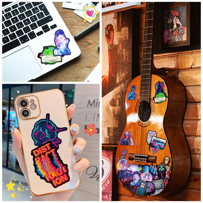 50Pcs Rainbow Laser Stickers Lijm Label Sticker