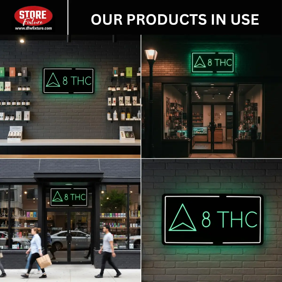 8-THC LED Sign - 35 x 17 Inches Bright Acrylic Storefront Display for Cannabis Shops, CBD Dispensaries, Hemp Stores &