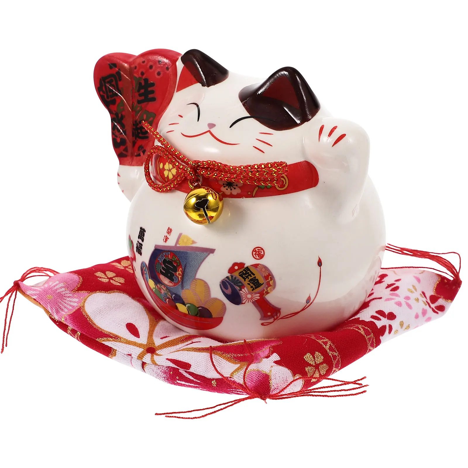 

Ceramic Figurine Waving Arm Lucky Decoration Piggy Bank Auspicious Cat Statue Desktop Decor Cat Saving Pot Exquisite