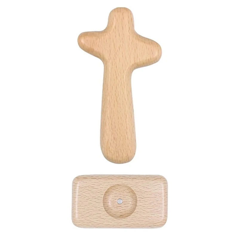 Natural Wooden Handhelds Holding Crosses Prayer Gift for Clutching Jewelry Making Access