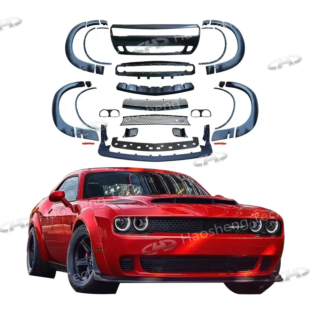 

Car Facelift Upgrades Body Kit To 2023 SRT Demon Front Bumper Wide Fenders, 2015 And Later For Dodge Challenger SRT Hellcat