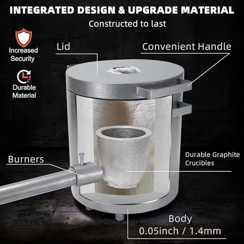 Home 220V Liquefied G-as Melting Furnace Kit for Scrap Metal Recycling Bracket Aluminum Gold Silver Copper Motor Iron Core Clamp