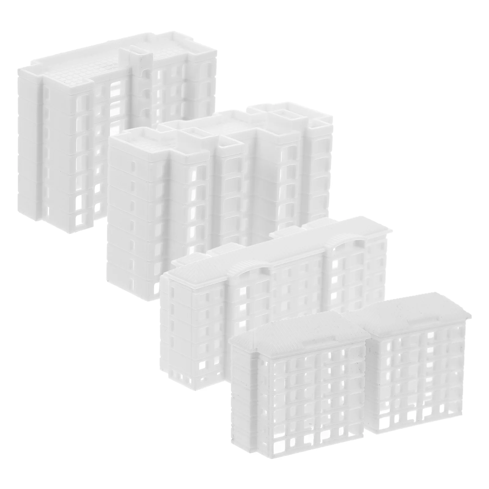 4 Pcs Miniature Architectural Model Building Blocks for Landscaping Decor Train Plastic Apartment Fake