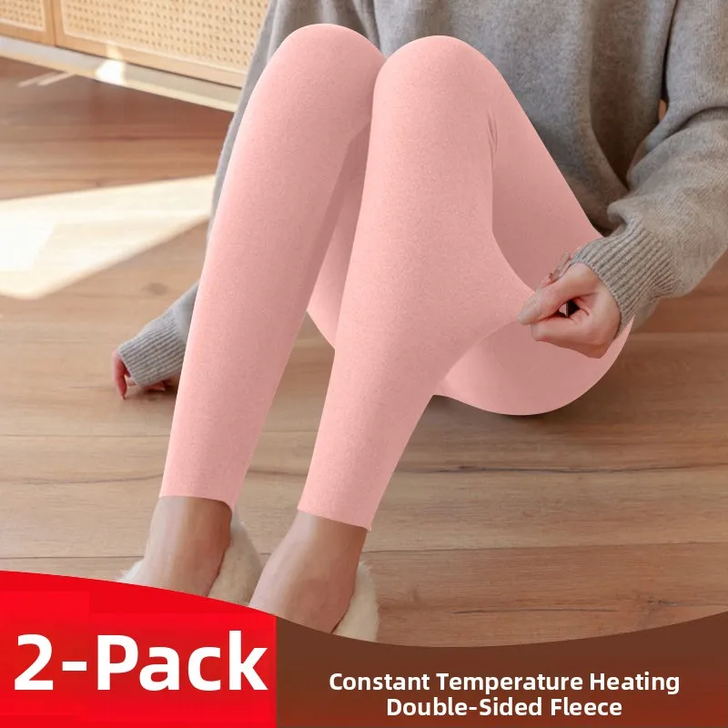 Calças térmicas femininas de ajuste fino outono inverno fce forrado algodão lã mistura base camada calças por miao misi