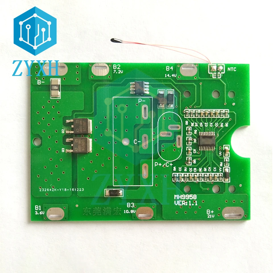 5S BMS 20A 21V 18650 akumulator litowo-jonowy temperatura NTC ochrona z wtyczka DC 5S BMS PCM dla elektronarzędzia