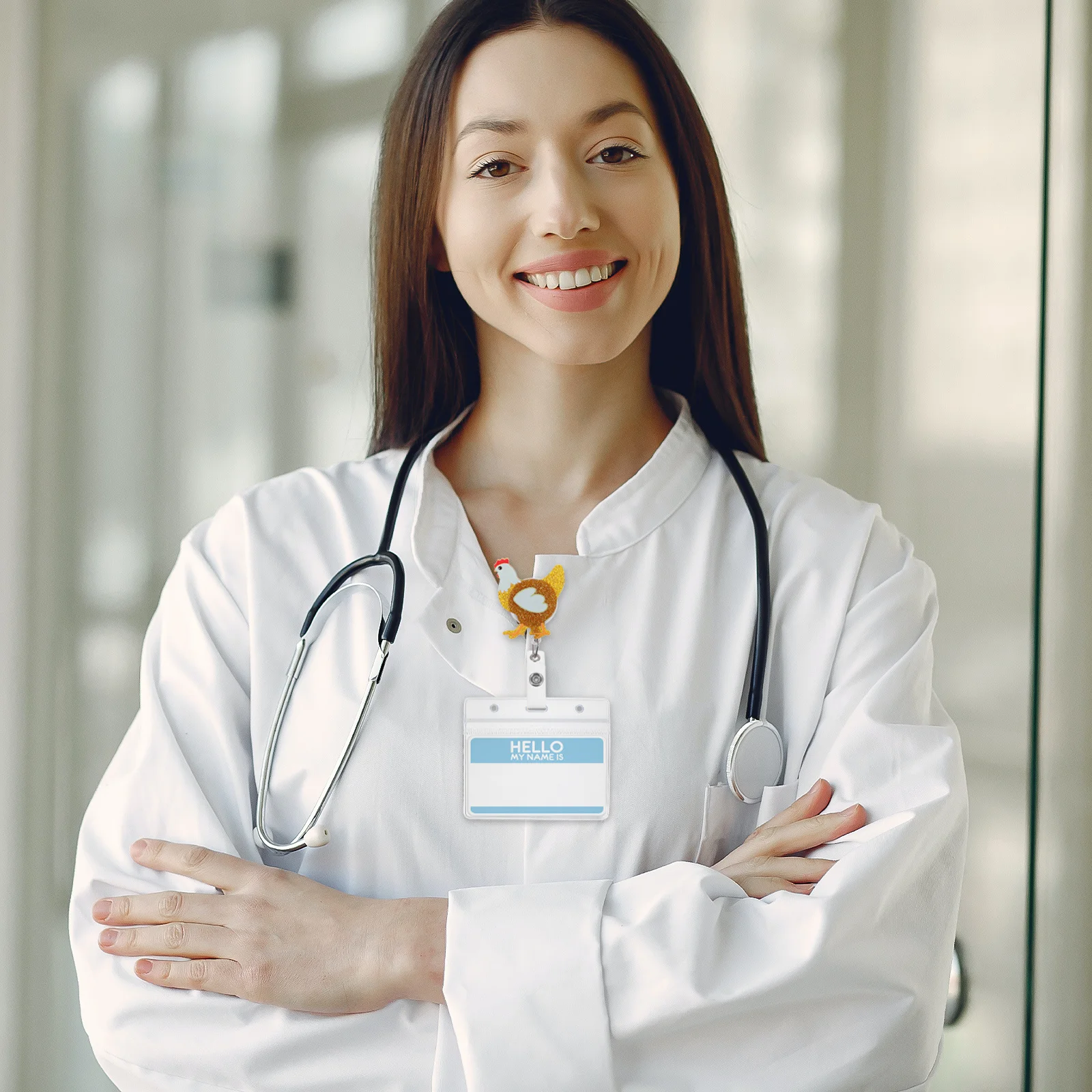 

Cute Chicken Badge Reel Retractable Clip Nurse Doctor Medical Assistant Nursing Student Teacher Id Badge Holder Funny Animal