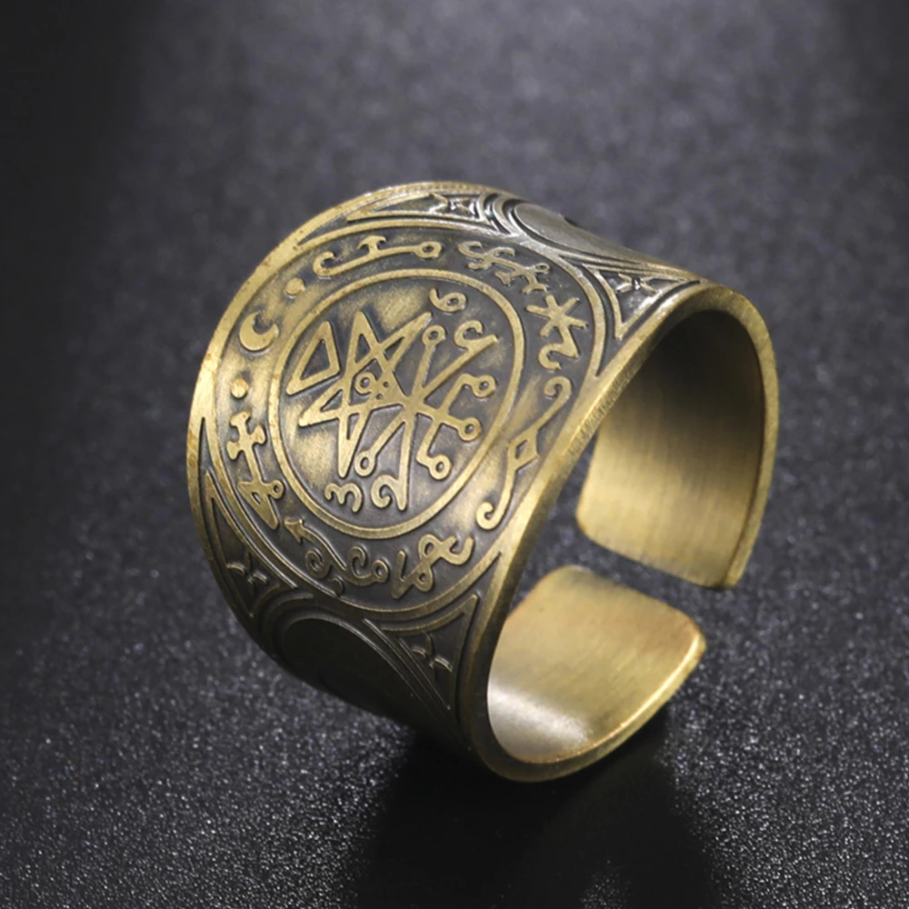 My Shape Seal of The 7 Archangels Rings for Men Bronze Copper Viking Rune Compass Finger Ring salomone Vintage amuleto Jewelry Boy