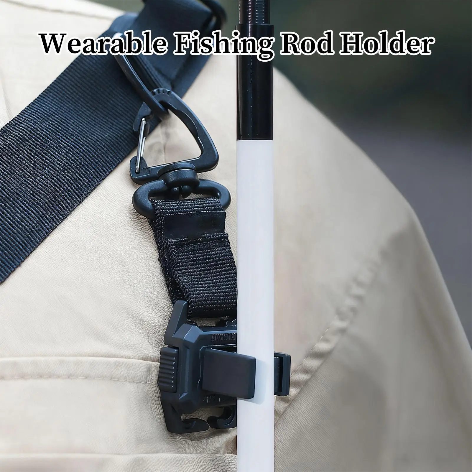 Fishing Pole Clips Portable Lightweight Adjustable Wearable fishing rod holder with strap webbing buckle auxiliary tool