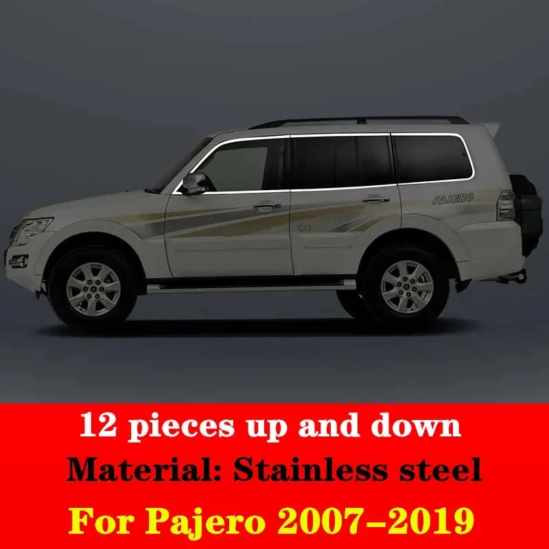 Chromium Styling For Mitsubishi Pajero V73V93V97 2007-2019 stainless steel window trim Pajero modified door edge bright strip