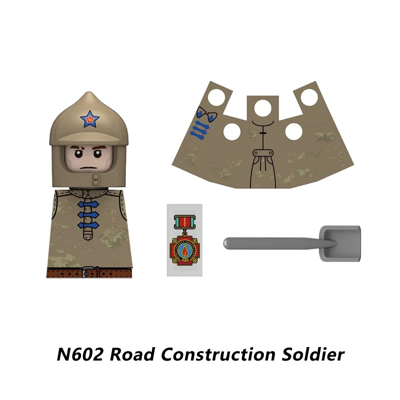 MOC Military Soviet US Soldier Figure Building Block Cavalry Pilot Western Cowboy Detective Weapon Sword Cloak Kid Toy Gift K148