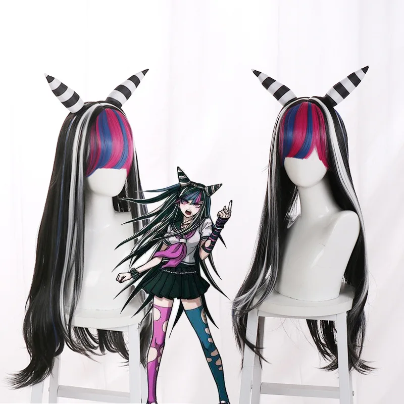 

New Danganronpa 2: Goodbye Despair, "Danganronpa" Spiral, 100cm Long Hair Of Yuuko Mikado, Anime Wig With Horns Style
