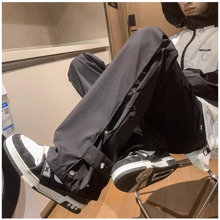 

Loose Men's Casual Pants Spring Autumn American Vibe Bell Bot Casual Hiking Trousers Polyester Fiber Youth Faion