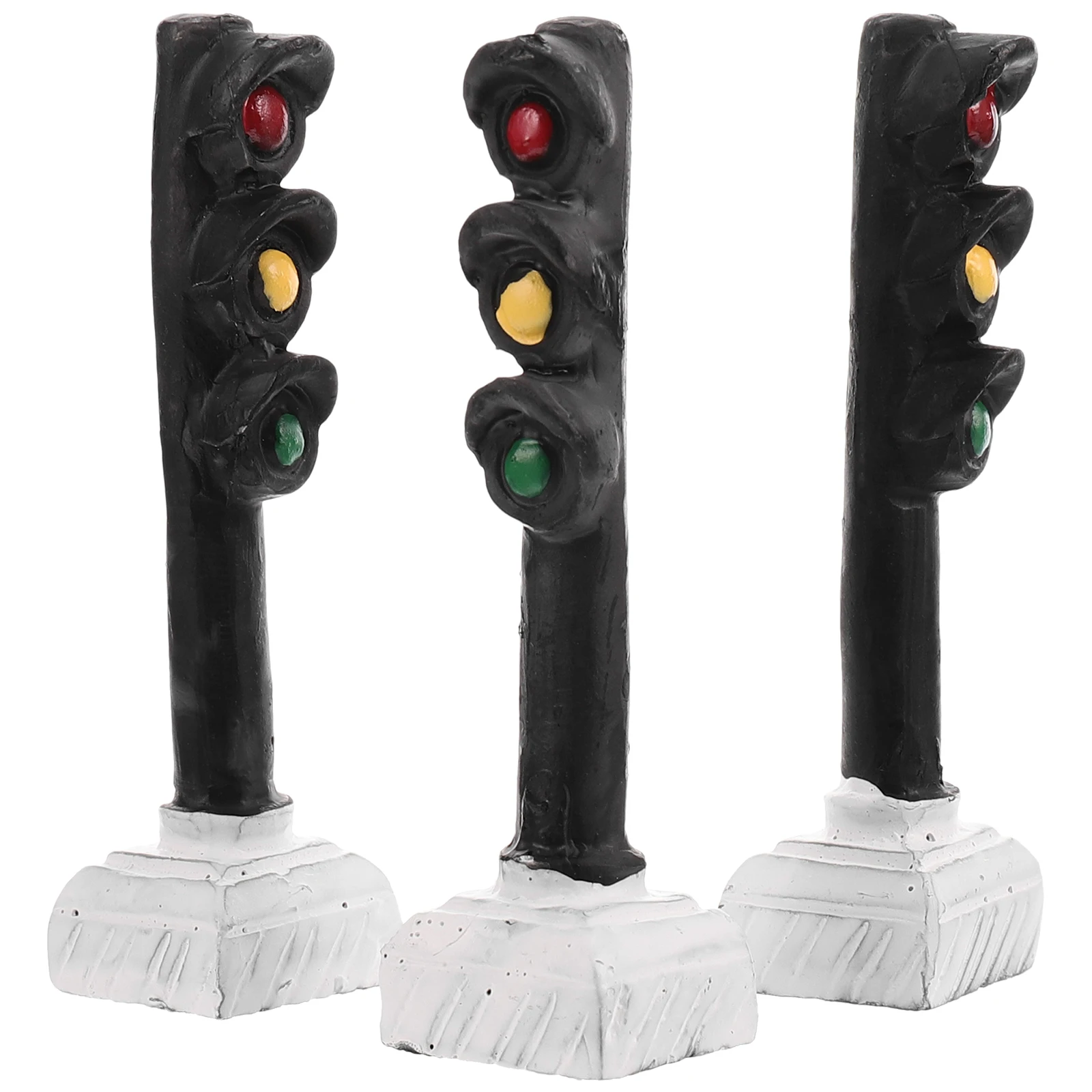 

3pcs Mini Resin Traffic Light Ornament Decorative Desktop Adornment Household Kids Room Decoration Crosswalk Signal Wear