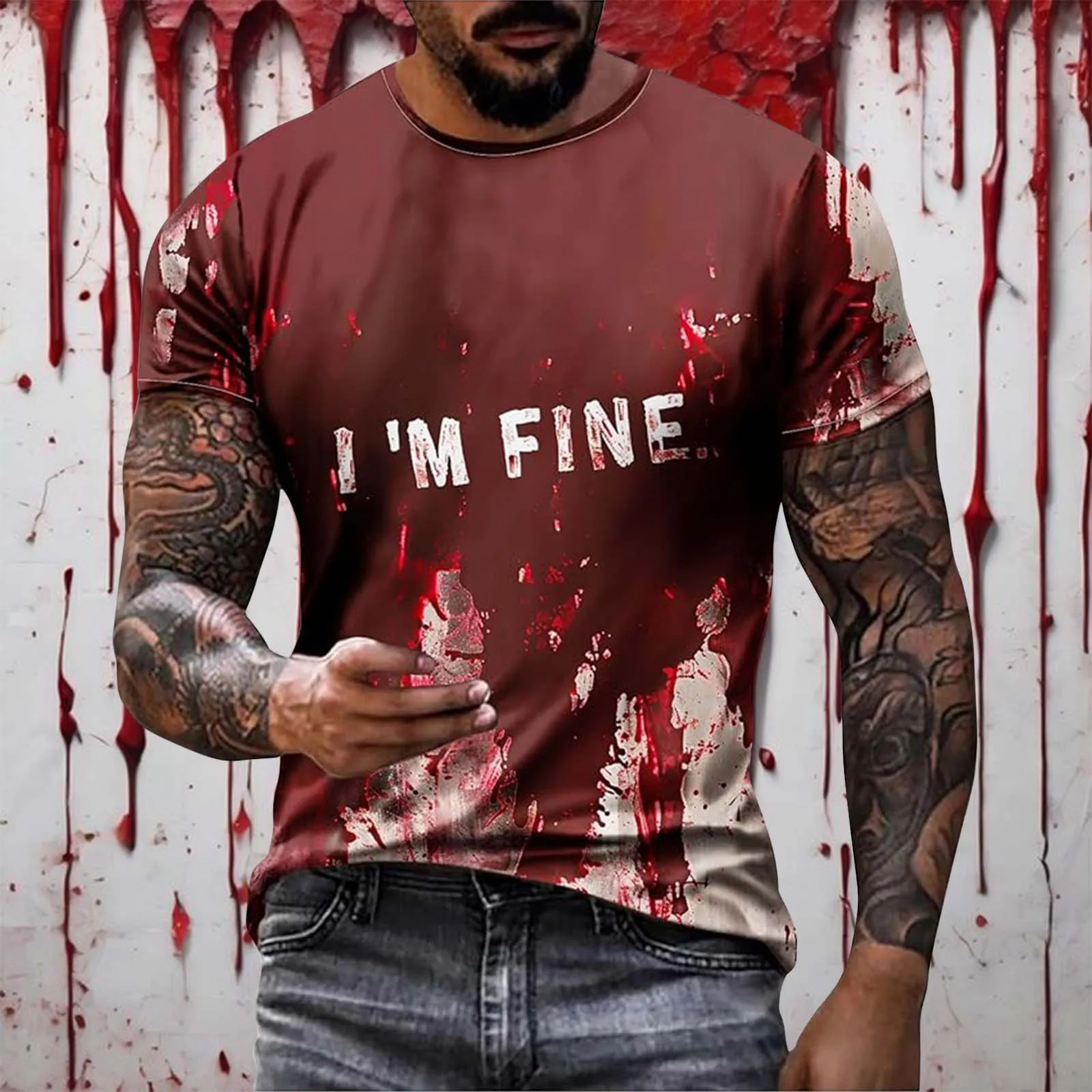 Horror Bloody Printed T-Shirt 2024 Men's Casual Fashion Street Short Sleeve Men's Designer Clothing Women's O-Neck T-Shirt