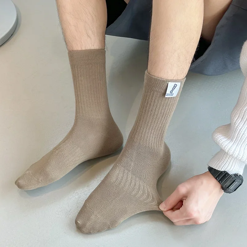 

Men's Socks Solid Color Cotton Stocking Middle Tube Socks For Men Breathable Versatile Unisex Stocking Sports Leisure All-Match