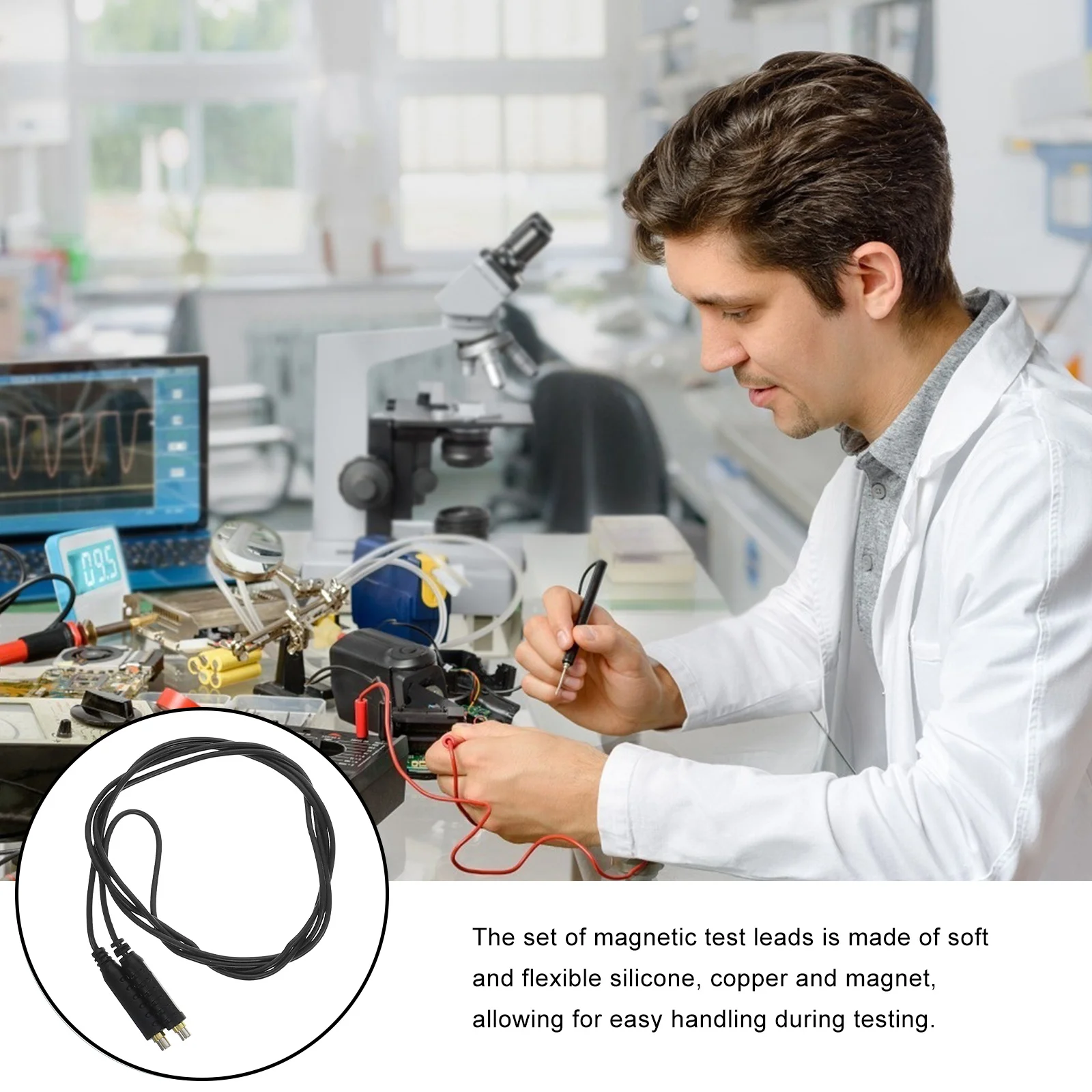 

1 Set Magnetic Test Lead 20Awg Flexible Silicone Copper Jumper Wire Electrical Test Lead for Multimeter Hvac Sensor Tools