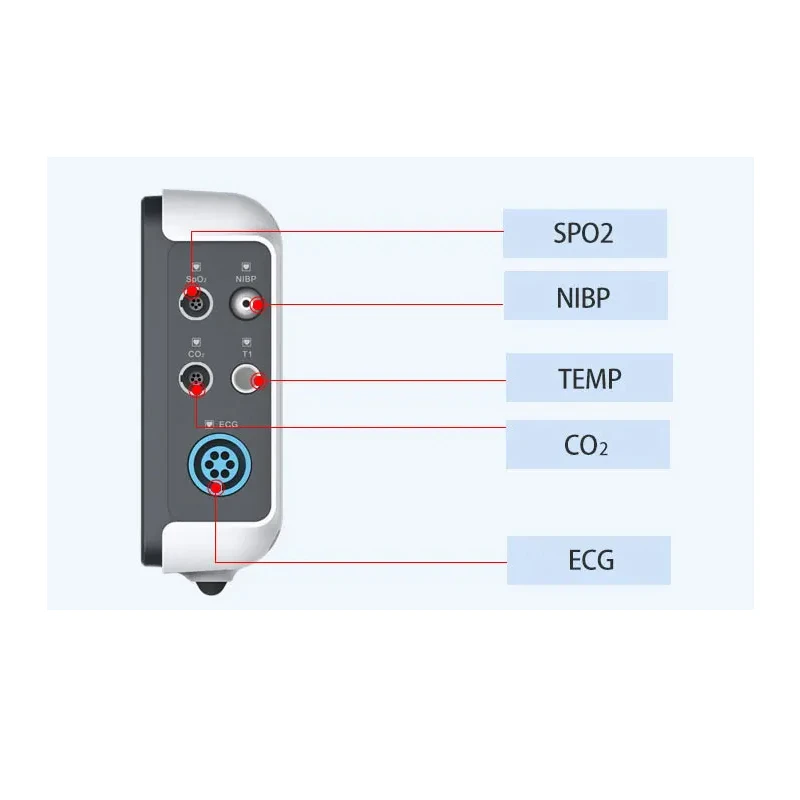 7 Zoll Touchscreen tragbarer 6-Parameter-Monitor EKG/Nibp/PR/Spo2/Resp/Temp Patienten monitor Vital funktionen Monitor