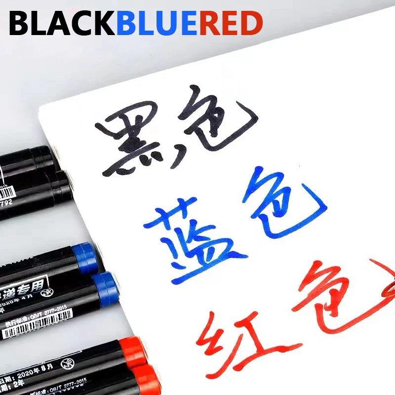 50/100pcs Waterproof Marker Pens Durable Oily Ink Fast Drying Thick Head For Signature Express Logistics & School Black Red Blue