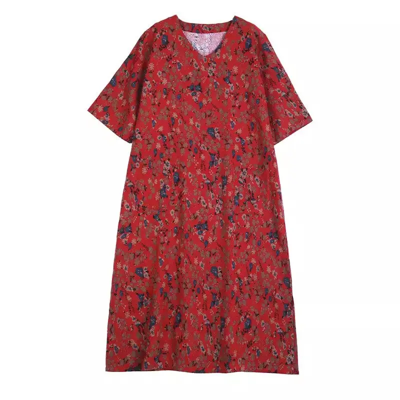 Women\'s Oversized Cotton Linen Dress 3/4 Sleeve Long Summer Dress 2026 New Vacation Style Beach Travel Dress Z4893
