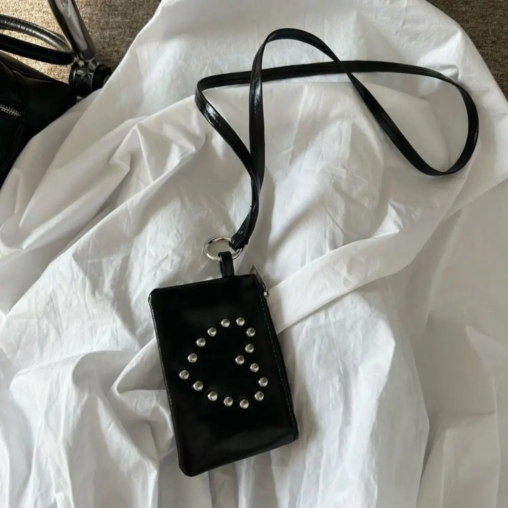 

Retro Love Rivets Coin Purse PU Leather Small Wallet Women Shoulder Bag Mini Storage Bag Lipstick Key Bag Travel Neck Bag