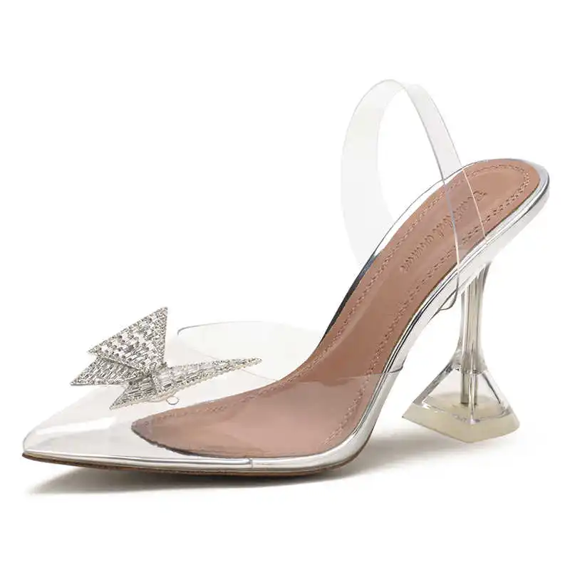 Butterfly Rhinestones Woman shoes Transparent PVC Crystal women's sandals summer luxury Gladiator Slingbacks slipper Ladies Shoe