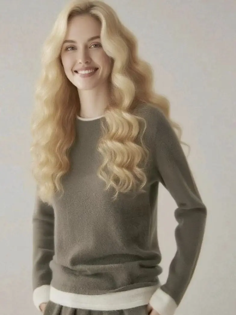 

Выбор женский 100% кашемировый свитер с круглым вырезом и длинными рукавами, пуловер, осень-зима, базовый простой стиль, кашемировый трикотаж, универсальные топы