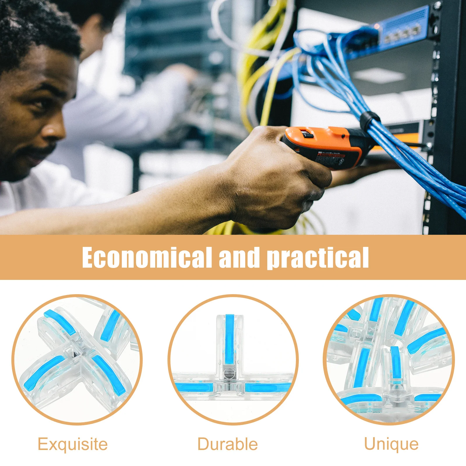 

10Pcs Insulated Copper Terminal Connectors Nylon Sleeve T-Type Wiring Cable Connectors Electrical Repair Copper Terminal