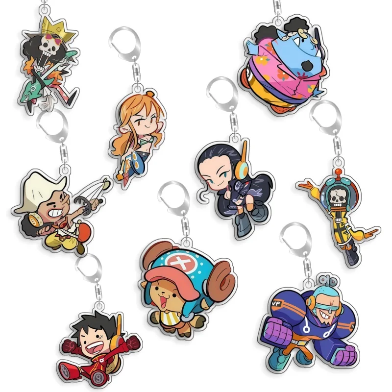 Llavero OP OPTCG con Tarjeta de Franky Monkey D. Luffy, Colgante para Mochila, Regalo para Fans del Anime y Videojuegos, Decoración de Acrílico Reciclado, Juguete de Tarjeta Rara de 5cm