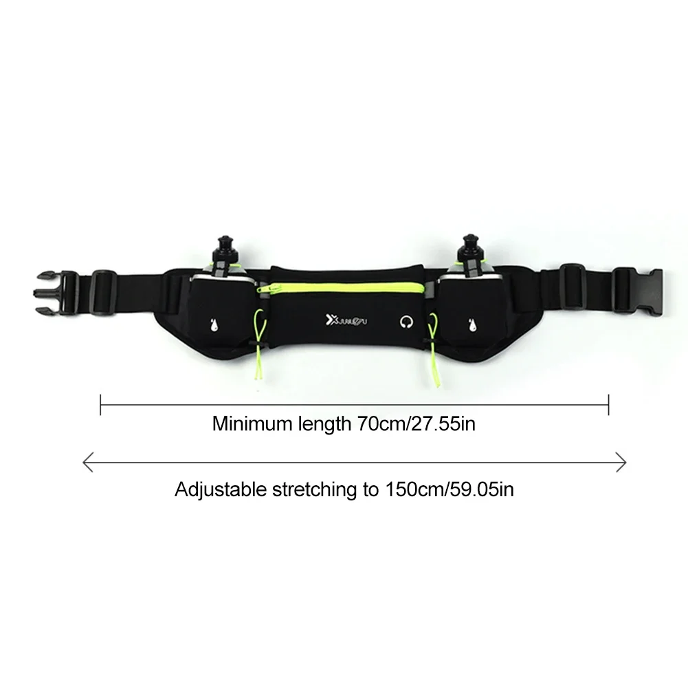 Hydration Running Belt with Bottles Multiple Pockets Running Pouch Belt Adjustable Strap Exercise Waist Pouch for Outdoor Sports