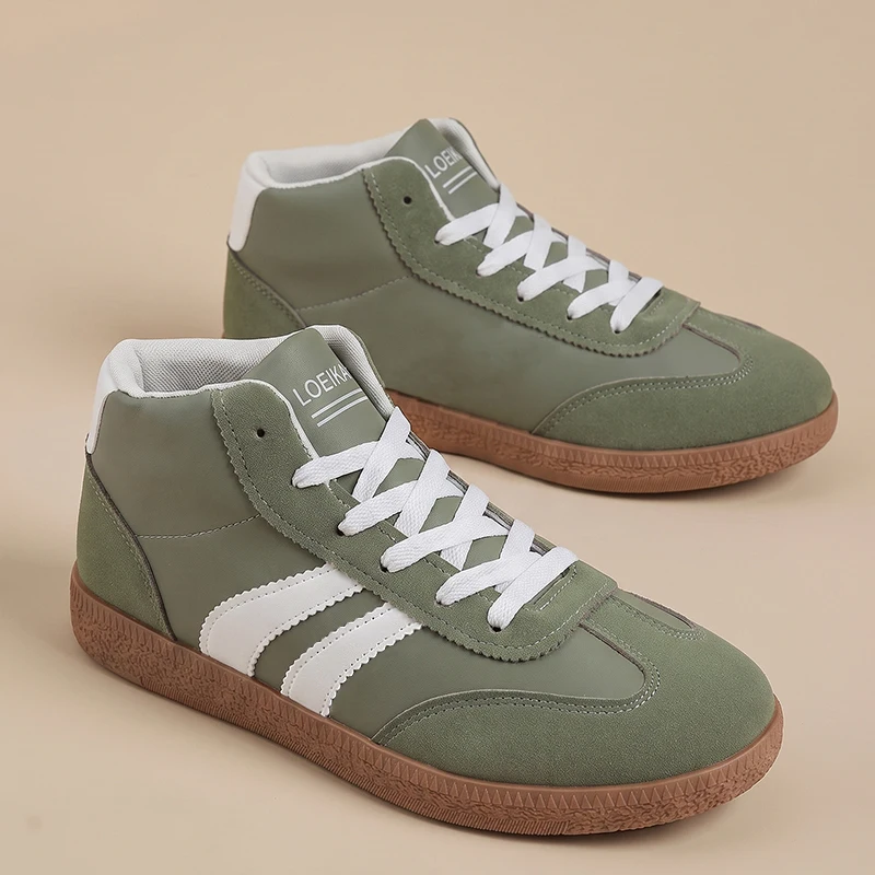 Herren High-Top Retro-Sneaker mit weichem Obermaterial, Gummisohle, Schnürung, Allround-Schuhe für den täglichen Alltag, Freizeit, Straße, Campus und Stadtspaziergänge. – Detail 1