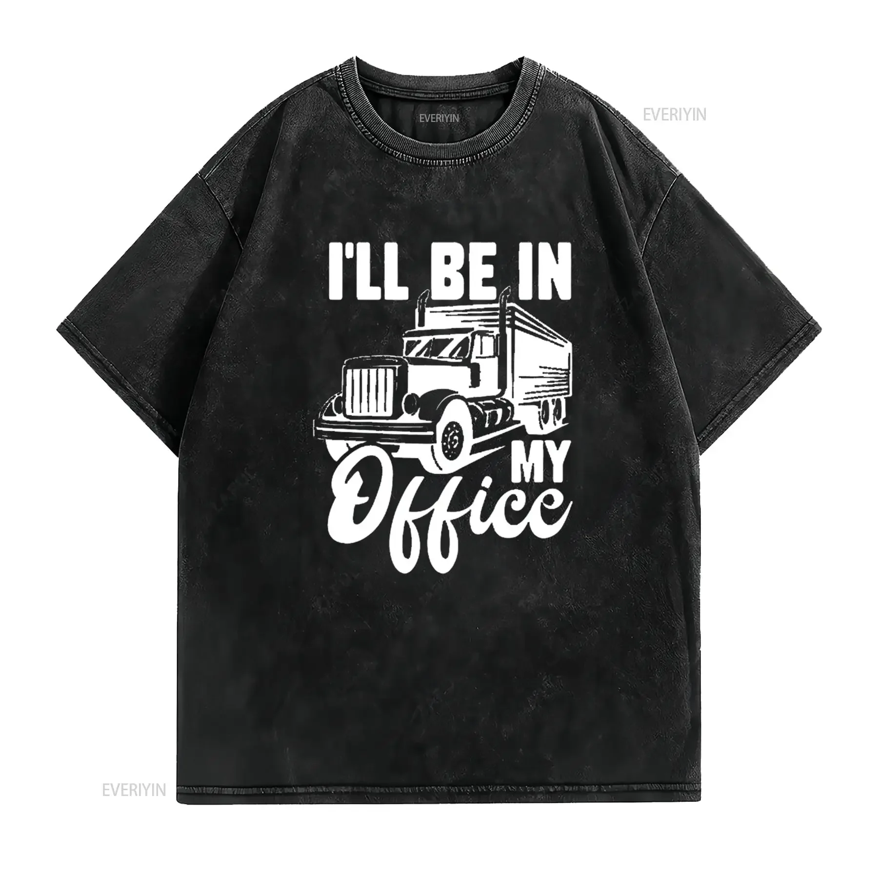 Mens I Ll Be In My Office Trucker Truck Driver Big Rig T Shirt Black X Large vintage Washed Breathable Casual graphic Unisex