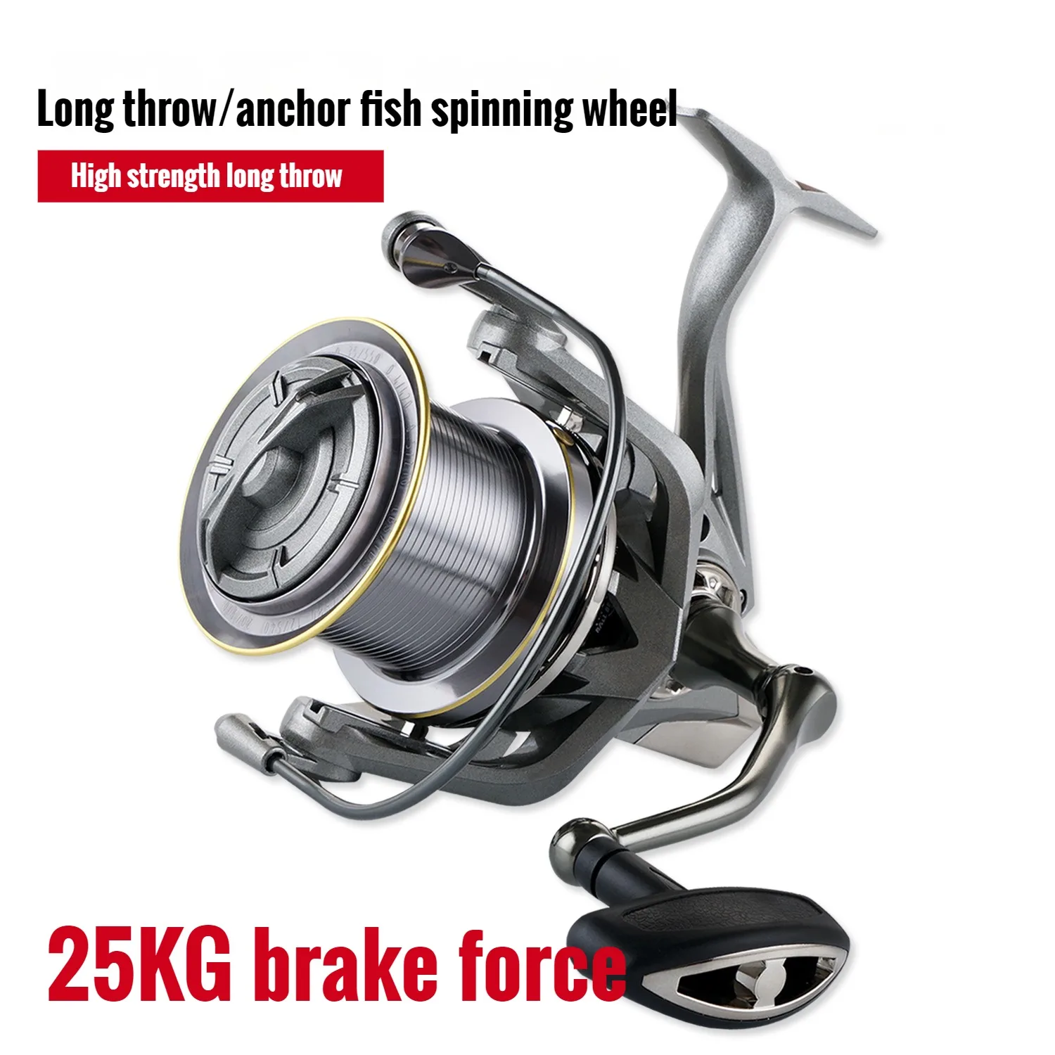 HIRITH-Long Shot Spinning Fishing Reel, Max Drag Power, 25 kg/ 30 kg, 8000 -12000 Series, Super Strong Metal, Deep Line Cup