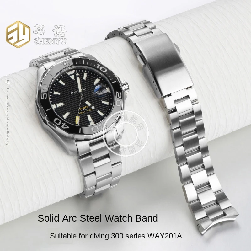 

20.5/21.5mm Replacement Solid Curved Steel Watch Band For TAG Heuer Aquaracer 300 Series WAY211 WAY111A Bracelet 41/43mm dial
