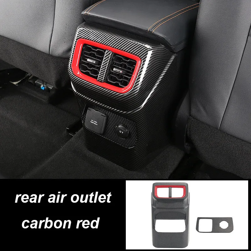 Ajuste para Ford Ranger T9 P703 2024, cubierta protectora de ventilación de salida de aire trasera de fibra de carbono, embellecedor de marco, accesorios interiores para coche