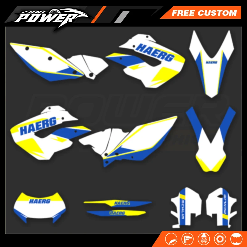 Powerzone Motorcycle Graphics Decals Sticker Kits for HUSABERG TE FE 2009 2010 2011 2012 Background Custom Number Name 05