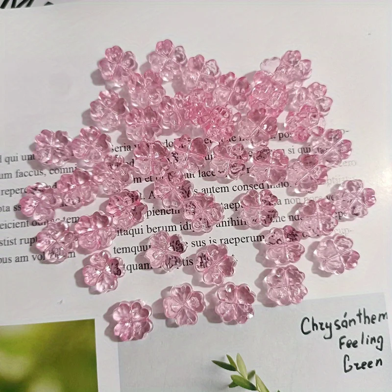 32 قطعة، البرسيم، شفافة، زهور، مسطحة، إكسسوارات مجوهرات، DIY، قلادة، مستلزمات صناعة المجوهرات