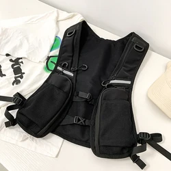 Bolsa masculina com equipamento de peito, colete tático impermeável, mochila de armazenamento funcional, bolsa de nylon, streetwear hip-hop, moda