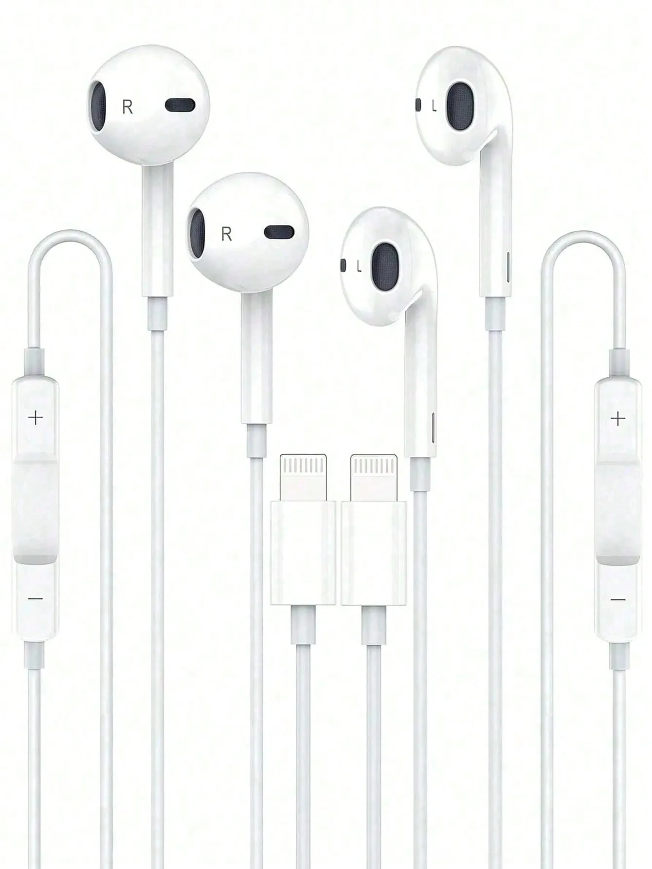 1Pack/2Packs Wired EarPods Headphones With Lightning Connector, Wired Ear Buds Compatible With Iphone With Built-In Remote To Co