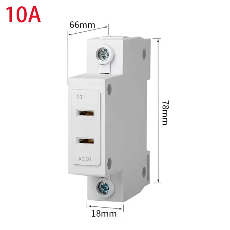 1P 2 Pin DIN Rail Mount AC Power Socket Module, 35mm Rail, AC30, 10-16A 250V, White, Industrial Electrical Outlet Receptacle
