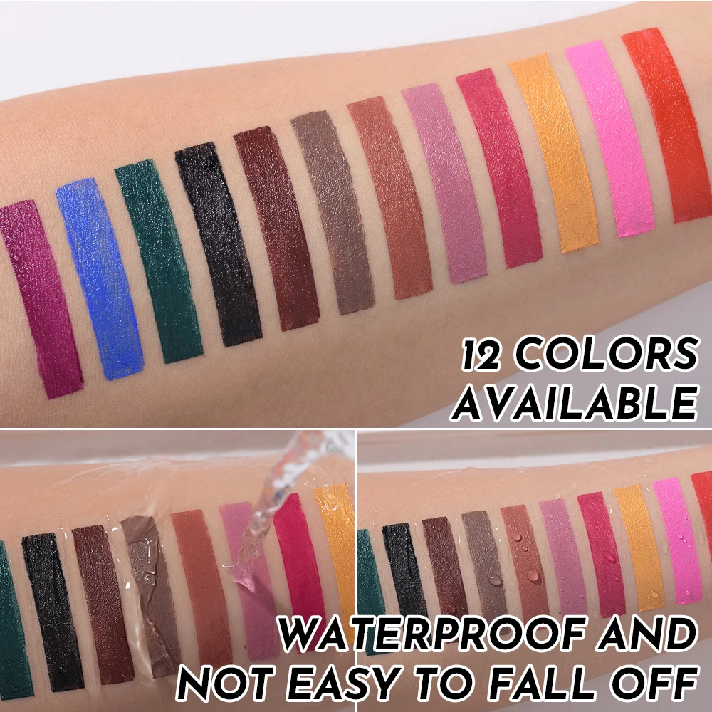 12 Colors of Retro Vampire Black Matte Lipstick, Long-lasting Waterproof Lipstick, Non-fading Halloween Makeup Look