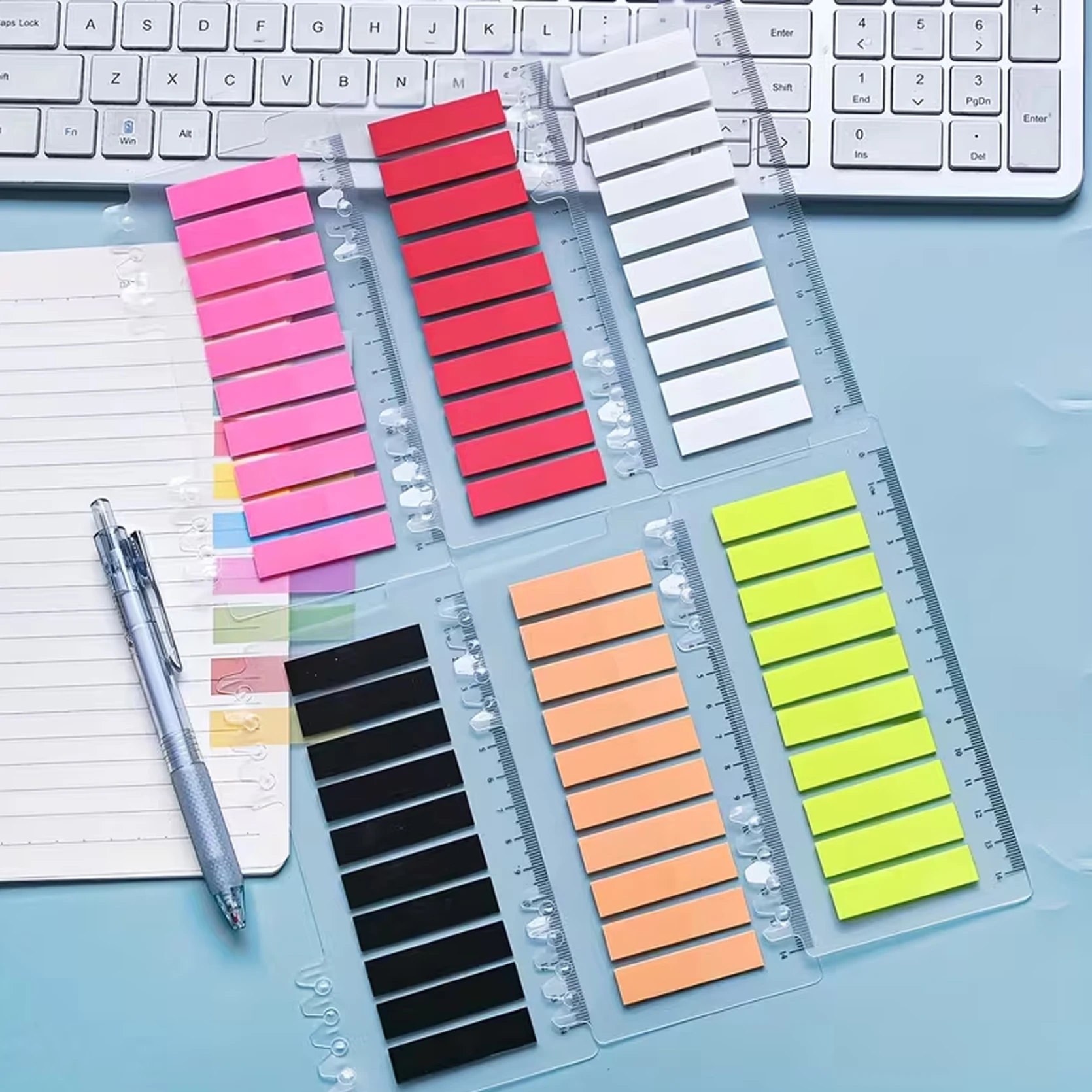 200 Sheets PET Index Sticky Tabs Built‑in Ruler Translucent Writable Page Markers Back To School Office Stationery