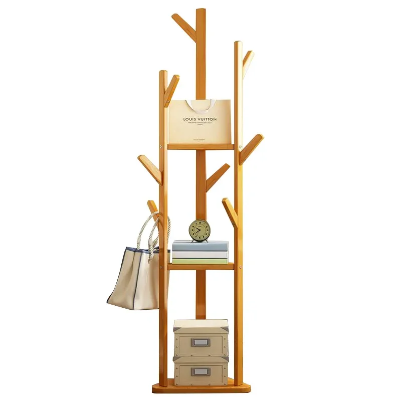 Floor to Ceiling Coat Rack Single Pole Vertical Clothes Hanger Simple Storage Stand for Bedroom Living Room Non Solid Wood