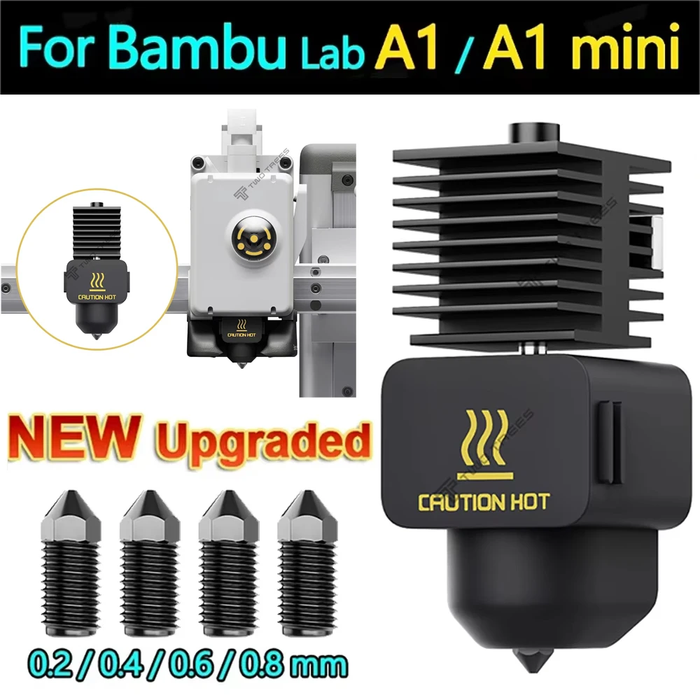 

Upgrade Hotend Kit for Bambu Lab A1 / A1 Mini with 0.4mm Hardened Steel Nozzle Silicone Cover 3D Printer Parts