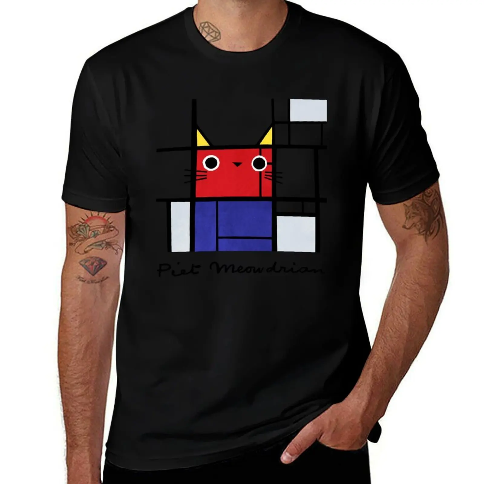 

Piet Meowdrian – Mondrian Style Cat Art by Angie Rozelaar T-Shirt Basic All Season Solid T-Shirt