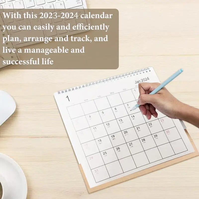 2023-2024 Simple Solid Color Desk Calendar September 2023 to December 2024 Desktop Paper Stand Daily Table Planner Yearly Agenda