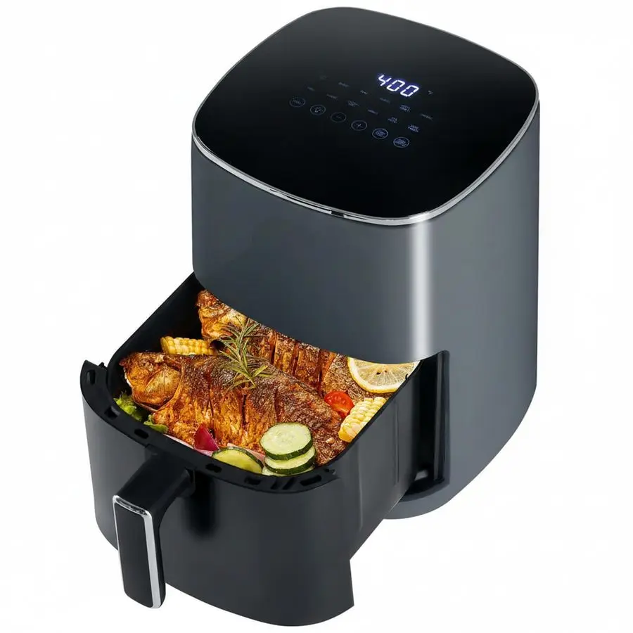 Air Fryer, 6QT Square Airfryer with Visual Window, 400Fast Heating Air Fryers Oven with Timer, AutoOff, Non Toxic Non S