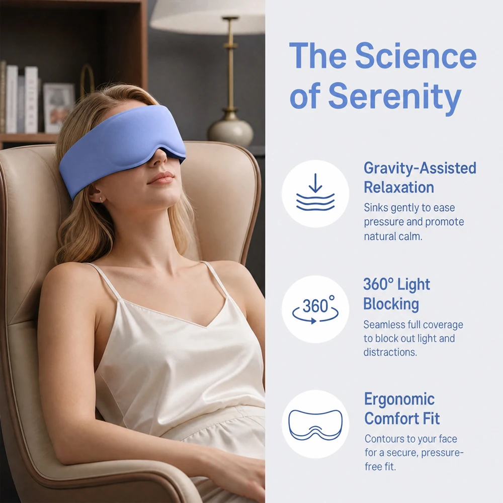 3D Weighted Sleep Mask, Eye Mask for Sleep, 3D Contoured Design, Gentle Micro Pressure Sleep Mask Soft and Breathable